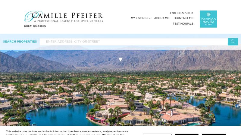 Screenshot of the camillepfeifer.com home page