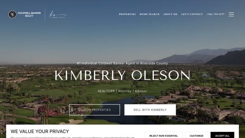 Screenshot of the kimberlyoleson.com home page